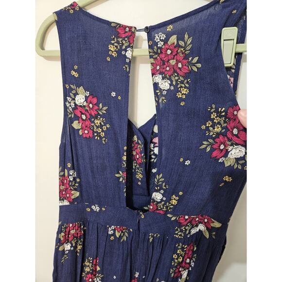 Hem & Thread Wrap Romper Blue Floral Womens Medium Tie Back Bloomcore Boho Gypsy - Picture 10 of 13